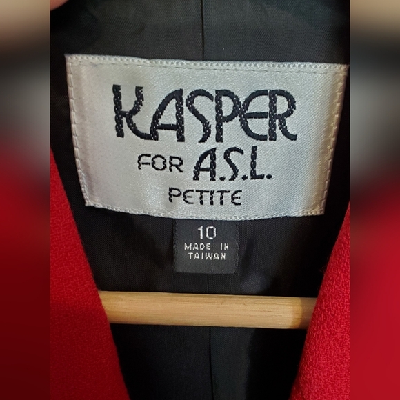 Kasper A.S.L Wool Cropped Red & Gold Blazer Jacket Size 10 Dress Coat - Picture 6 of 7